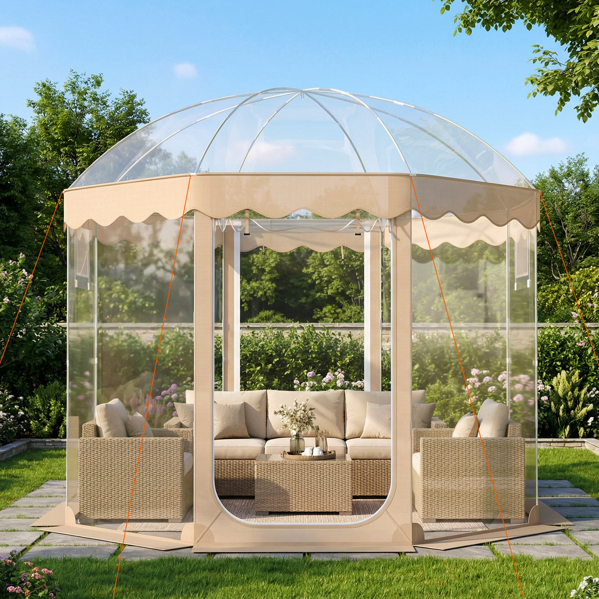 Pop Up Bubble Tent 10x10 FT for 8-10 People Weatherproof Pod with