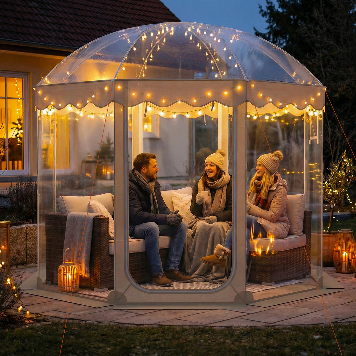 Pop Up Bubble Tent 10x10 FT for 8-10 People Weatherproof Pod with