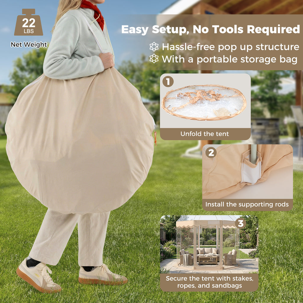 Pop Up Bubble Tent 10x10 FT for 8-10 People Weatherproof Pod with