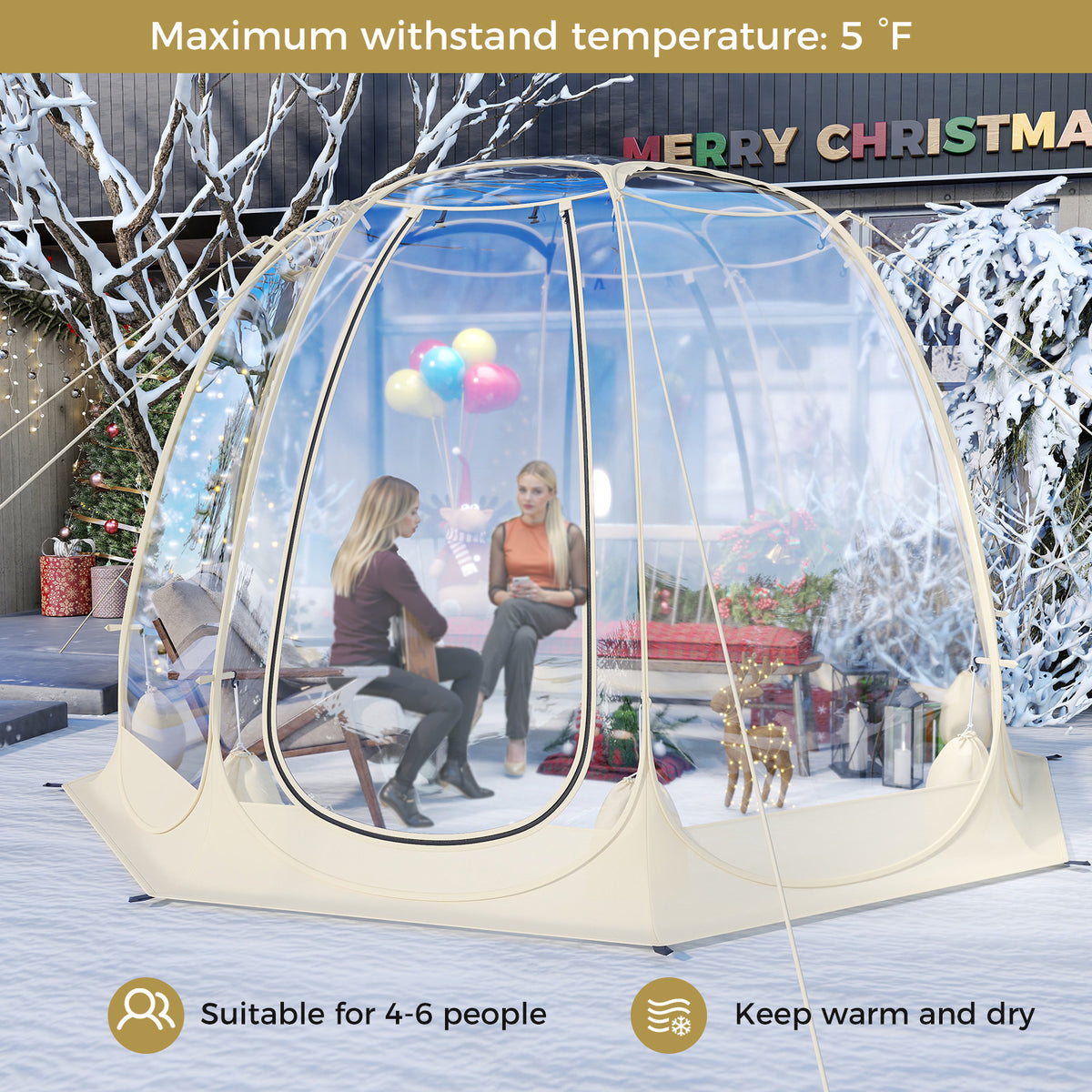 Pop Up Bubble Tent 540° Transparent PVC Igloo 9.5 x FT Instant Setup