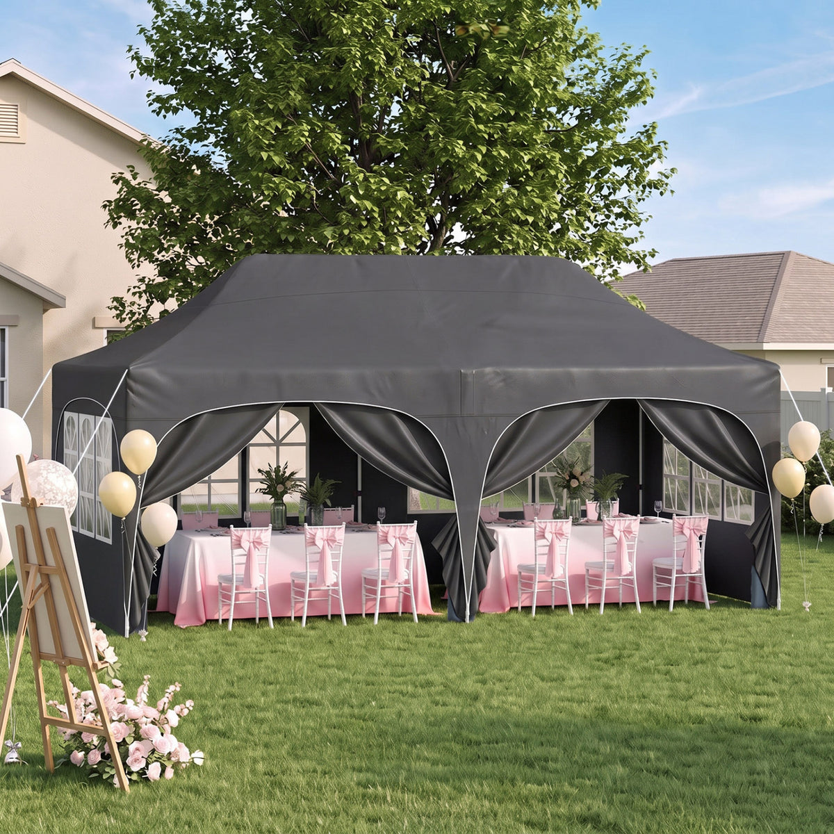Pop Up Canopy Tent with 6 Removable Sidewalls for Patio