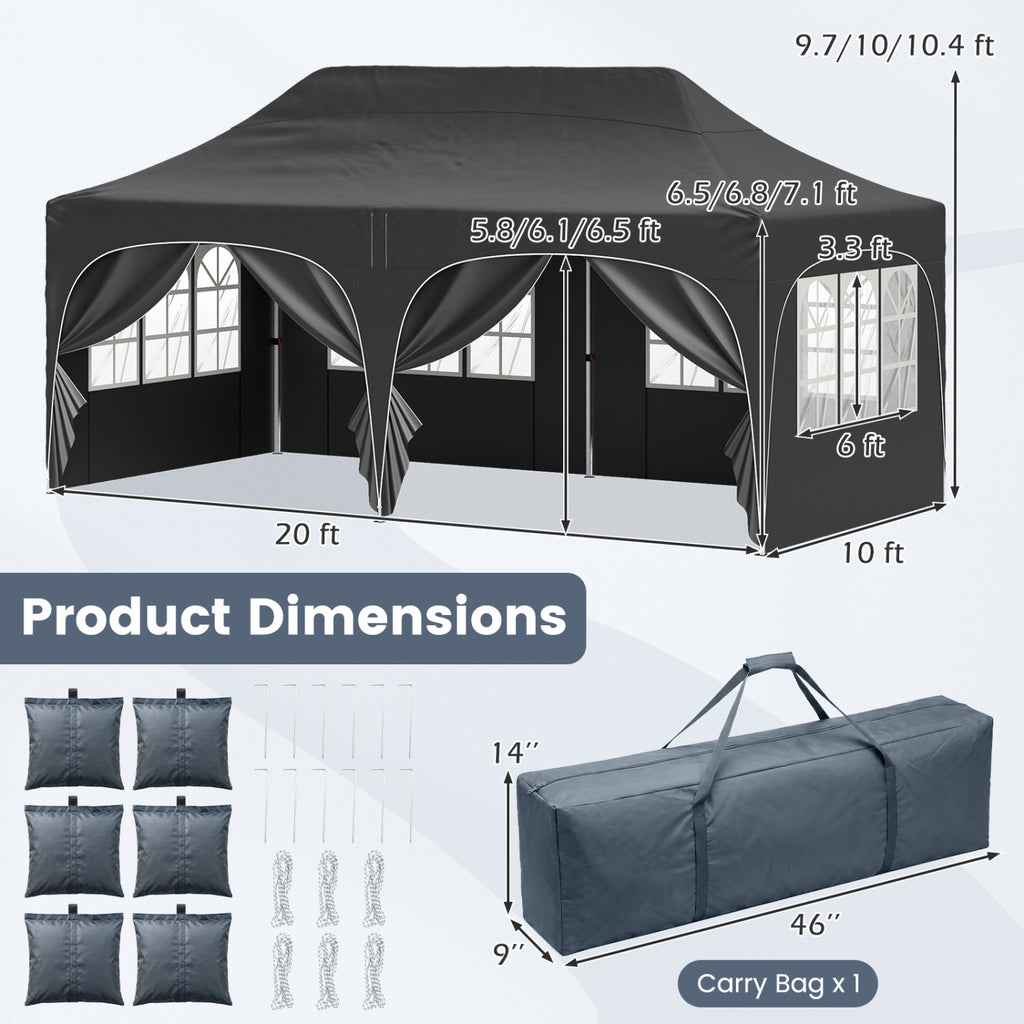 Pop Up Canopy Tent with 6 Removable Sidewalls for Patio
