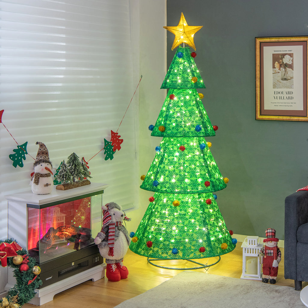 Pop-Up Christmas Tree with 200 Warm White LED Lights Indoor Outdoor Decor