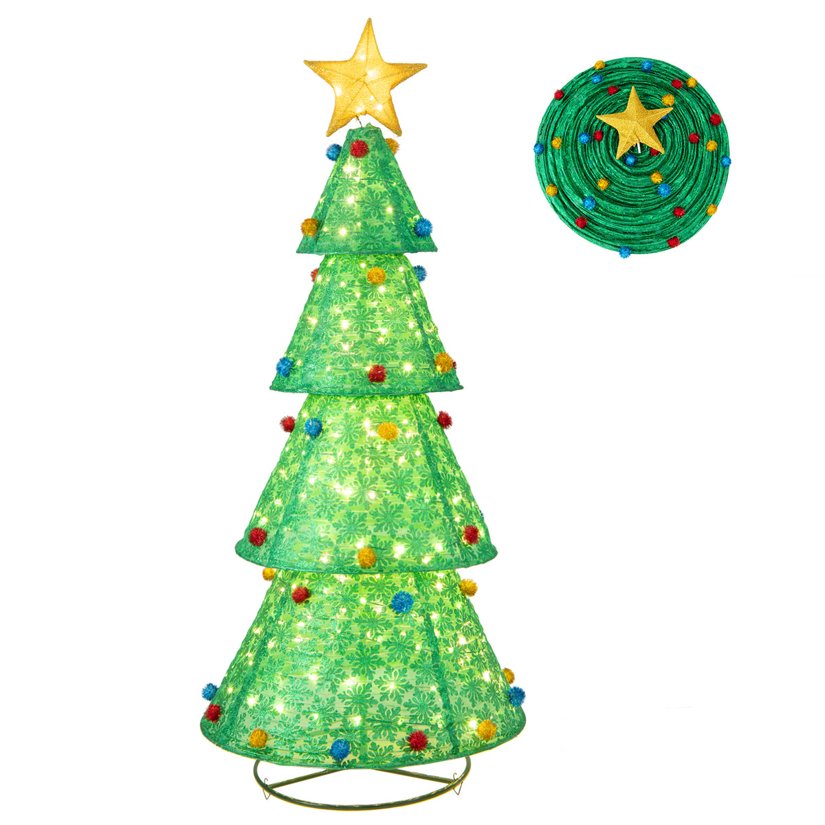 Pop-Up Christmas Tree with 200 Warm White LED Lights Indoor Outdoor Decor