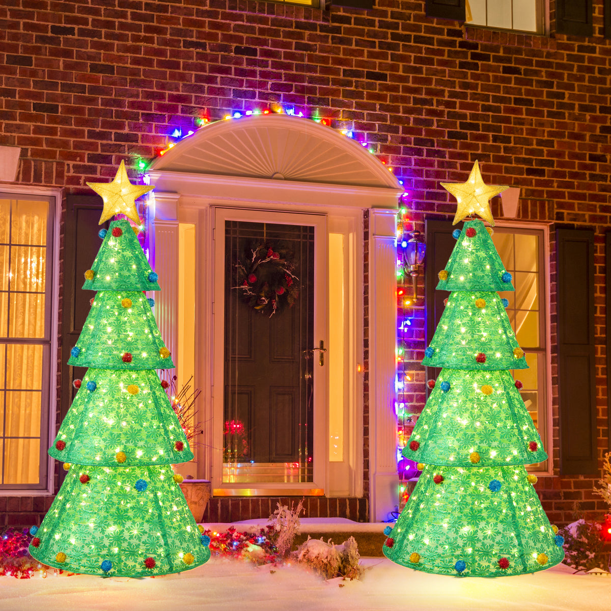 Pop-Up Christmas Tree with 200 Warm White LED Lights Indoor Outdoor Decor