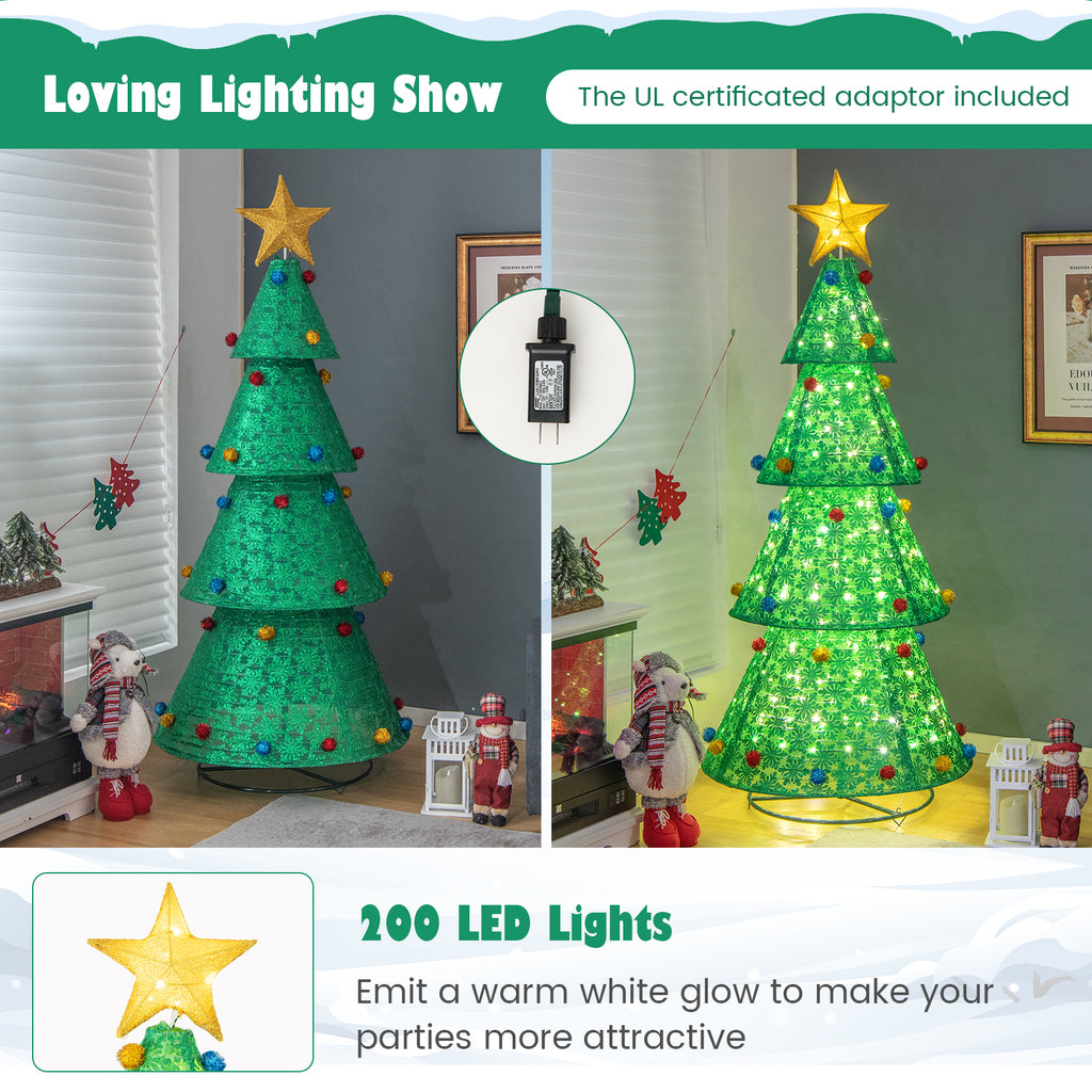 Pop-Up Christmas Tree with 200 Warm White LED Lights Indoor Outdoor Decor