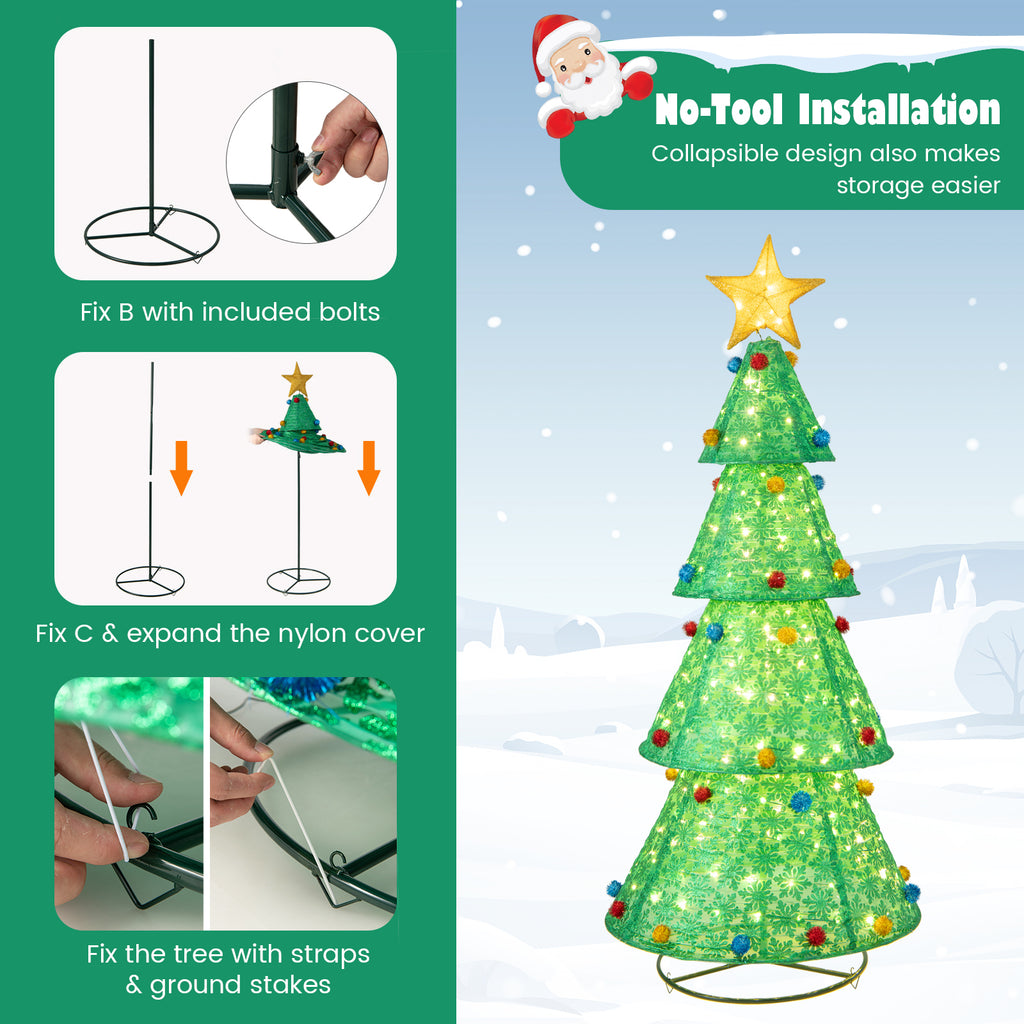 Pop-Up Christmas Tree with 200 Warm White LED Lights Indoor Outdoor Decor