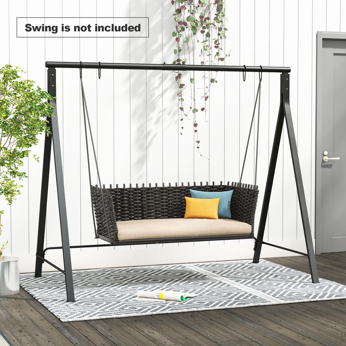 Patio Metal Swing Stand A-Shaped Structure, Black