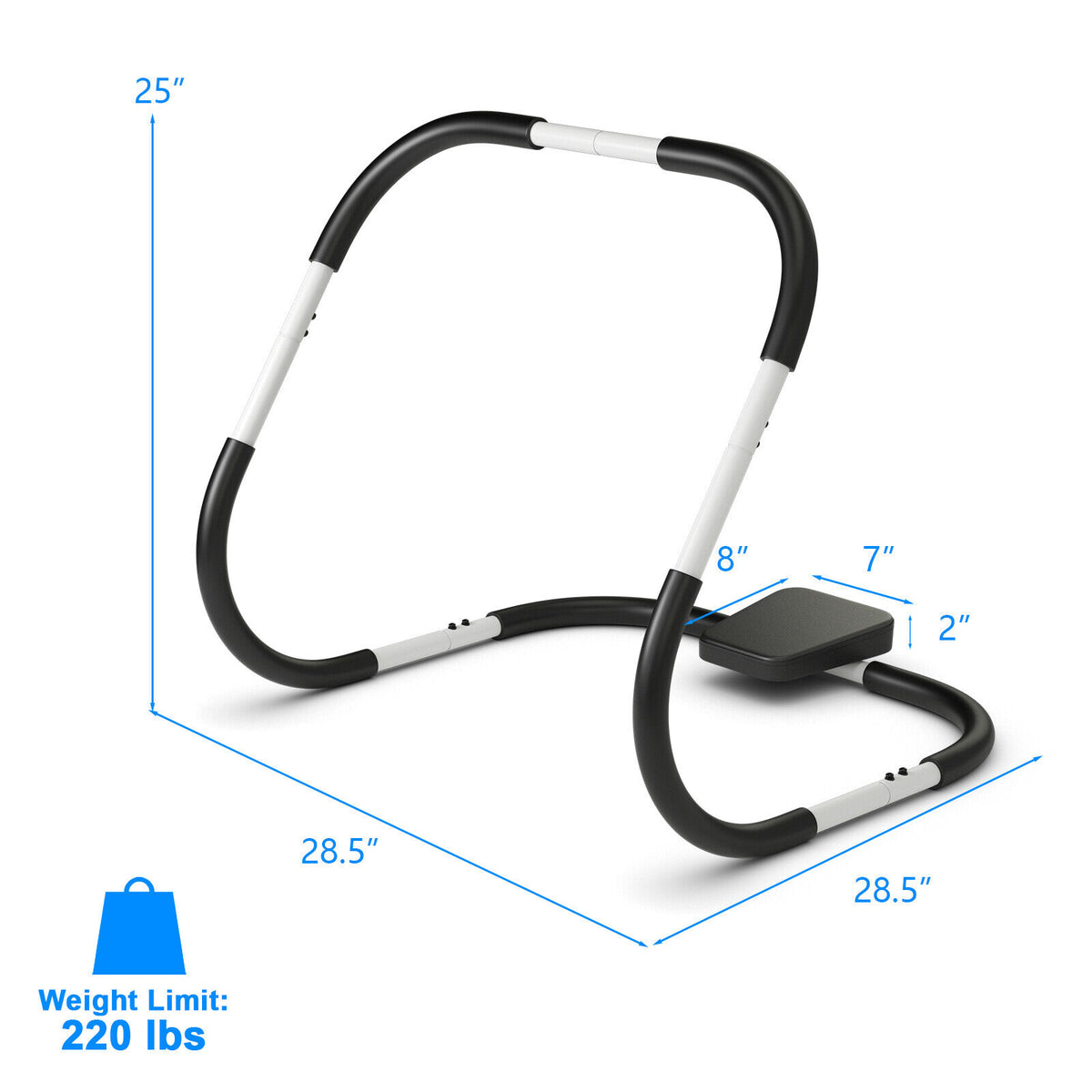 Portable AB Trainer with Big Headrest, White - Office & Home Gym Equipment
