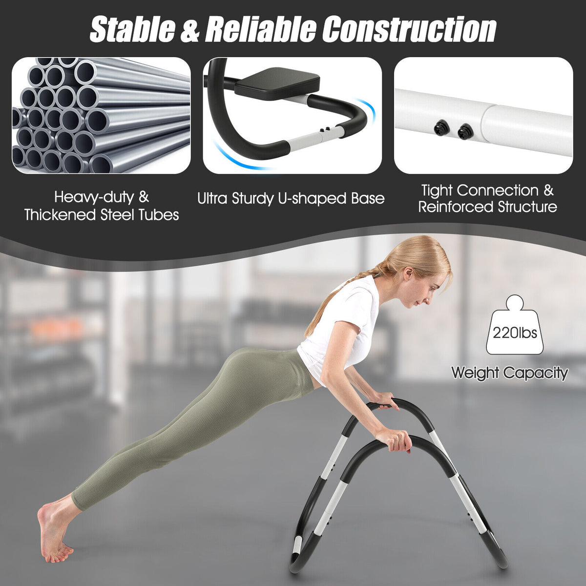 Portable AB Trainer with Big Headrest, White - Office & Home Gym Equipment
