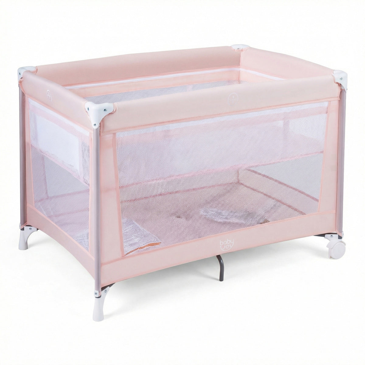 Pink Portable Baby Playard Folding Travel Crib with Soft Mattress - Style 1