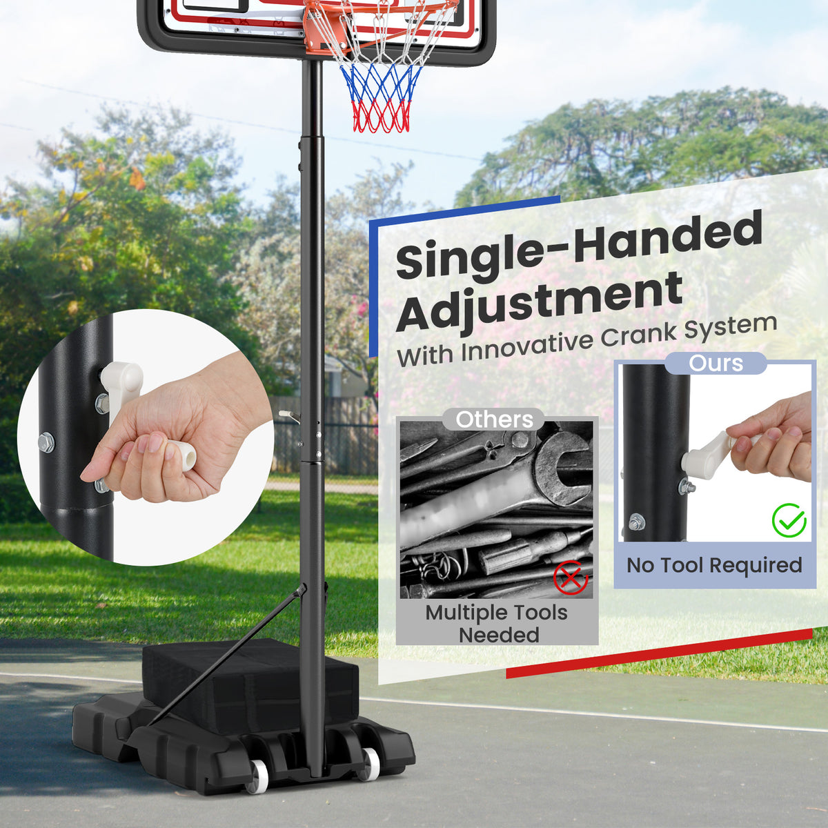 Portable Adjustable Basketball Hoop System with Backboard and Rim - Indoor Outdoor