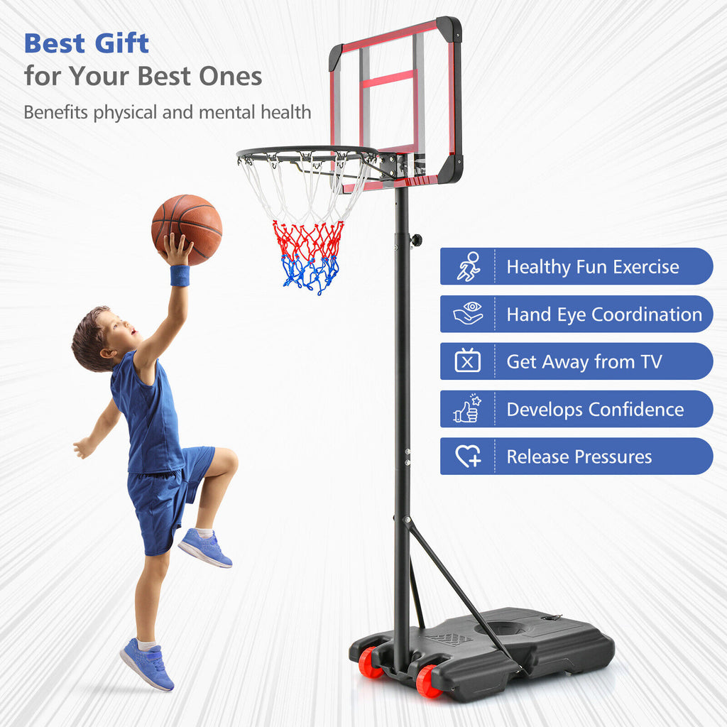 Adjustable Basketball Hoop Stand 5-6.8 Feet Height Portable Outdoor Sports Equipment