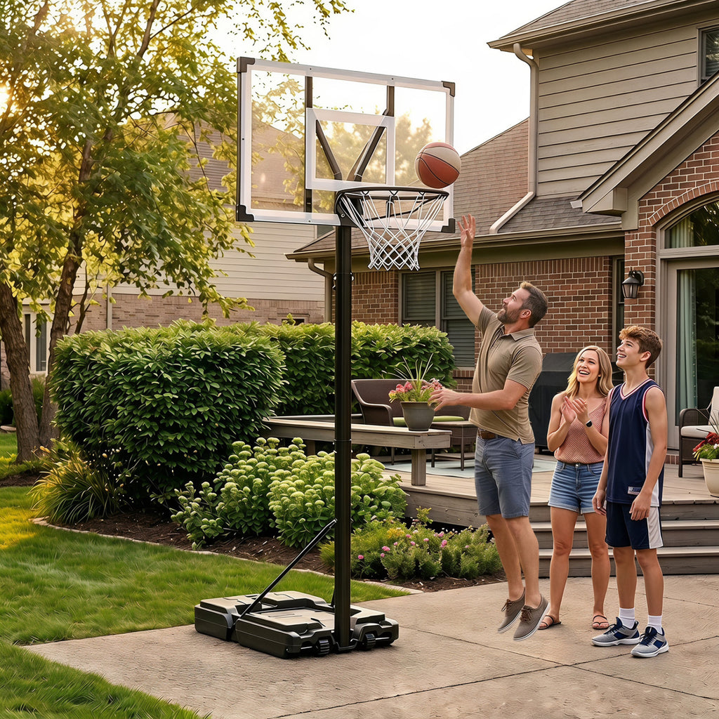 Portable Basketball Hoop with 4.43-10 Ft Adjustable Height and Fillable Base - Adult Edition