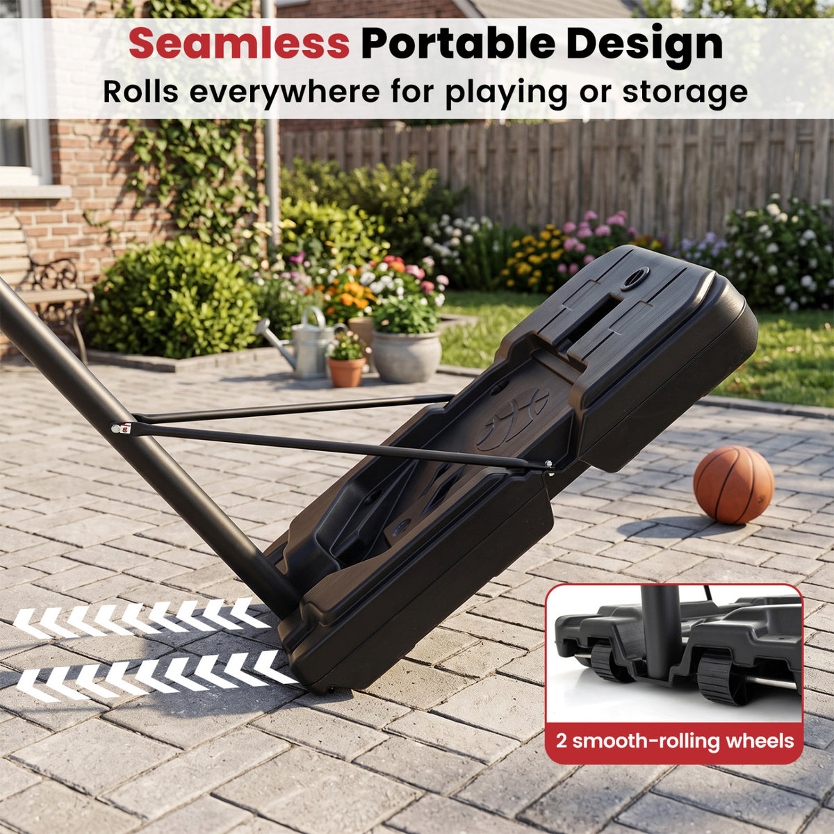 Portable Basketball Hoop with 4.43-10 Ft Adjustable Height and Fillable Base - Adult Edition