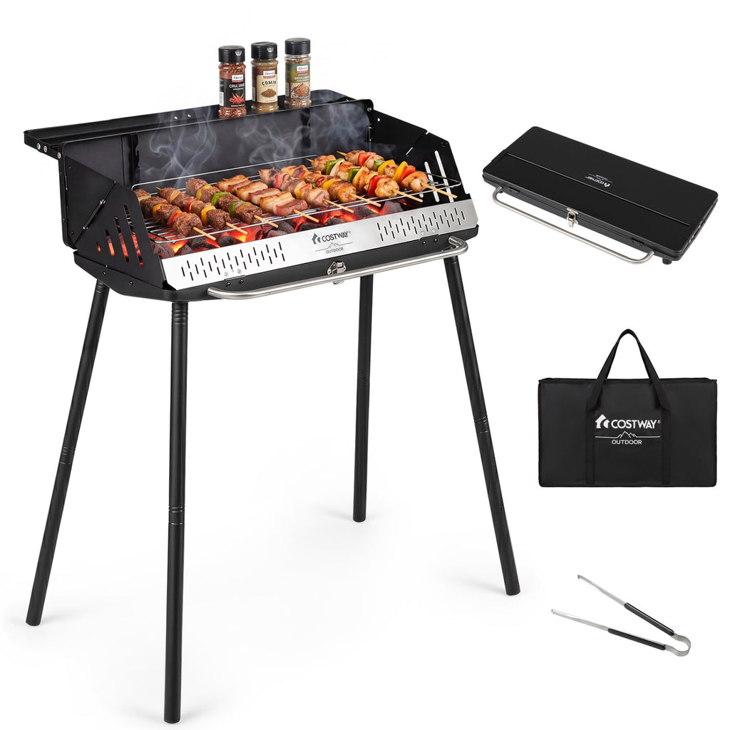 Portable Charcoal Grill with Detachable Legs Adjustable Grate and