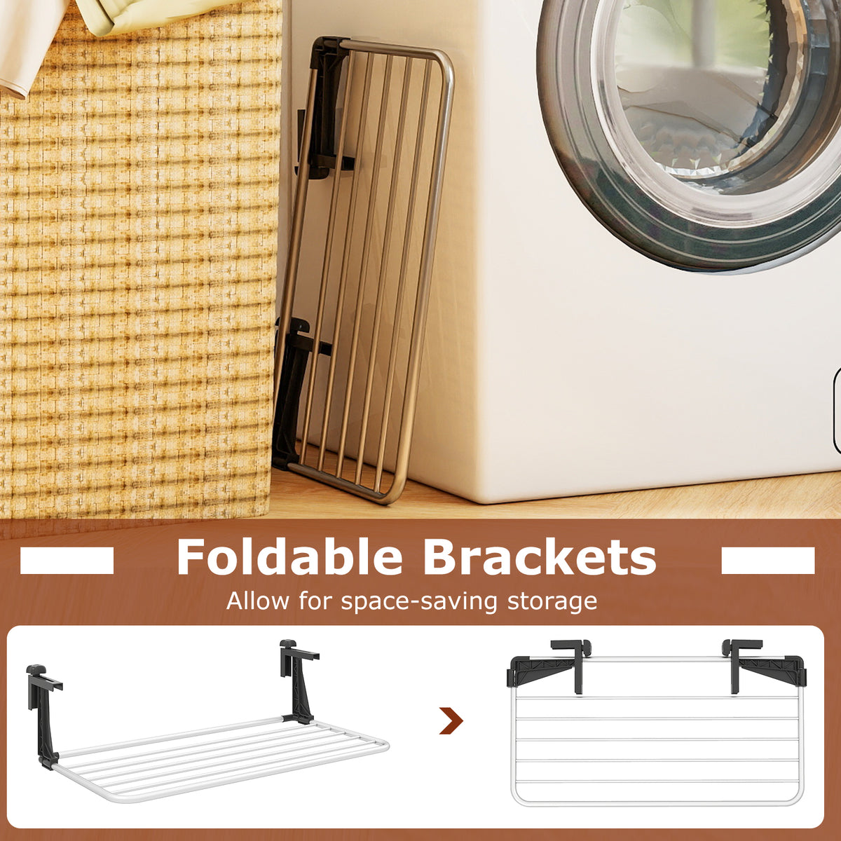 Portable Clothes Drying Rack with Foldable Brackets – 31 Inch L