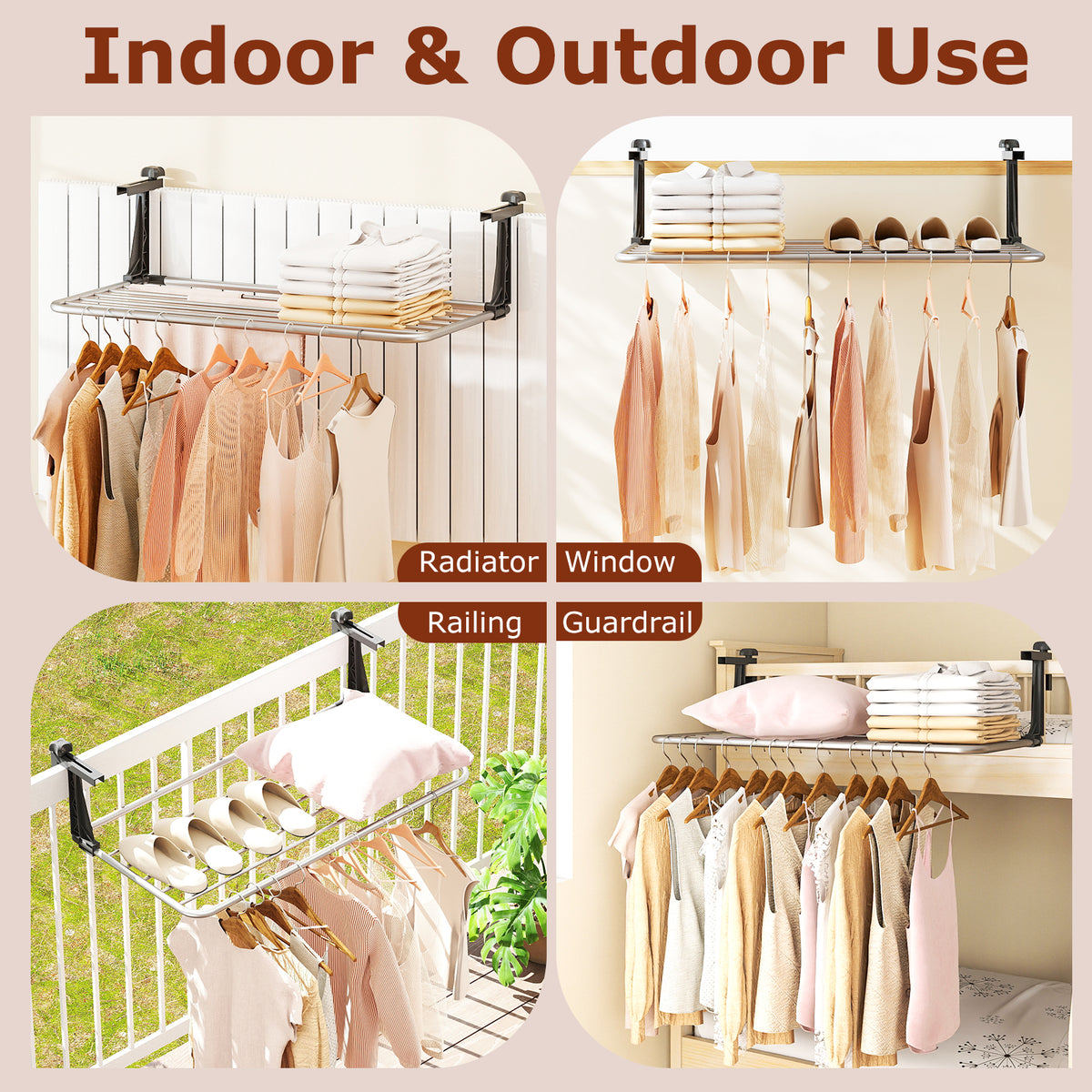 Portable Clothes Drying Rack with Foldable Brackets – 31 Inch L