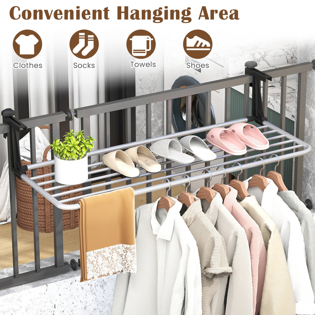 Portable Clothes Drying Rack 37 Inch - Aluminum Frame, Foldable