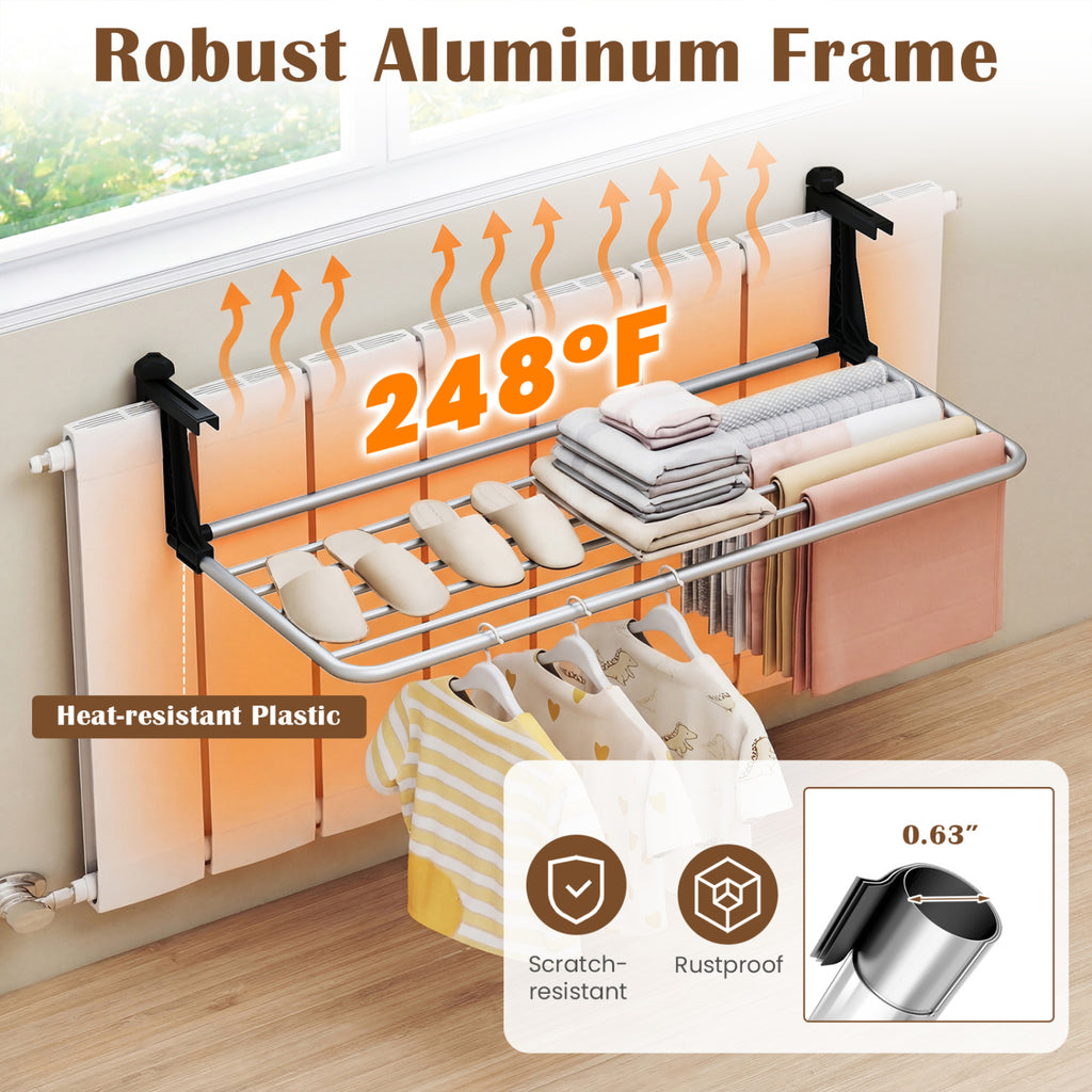 Portable Clothes Drying Rack 37 Inch - Aluminum Frame, Foldable