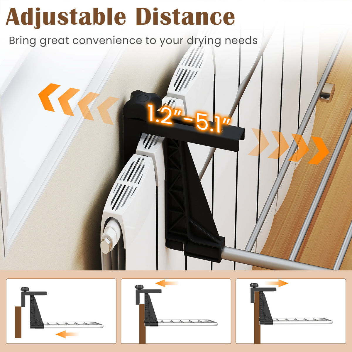 Portable Clothes Drying Rack 37 Inch - Aluminum Frame, Foldable