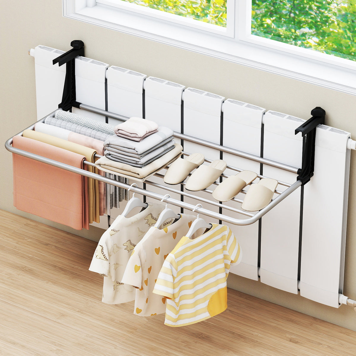 Portable Clothes Drying Rack 37 Inch - Aluminum Frame, Foldable