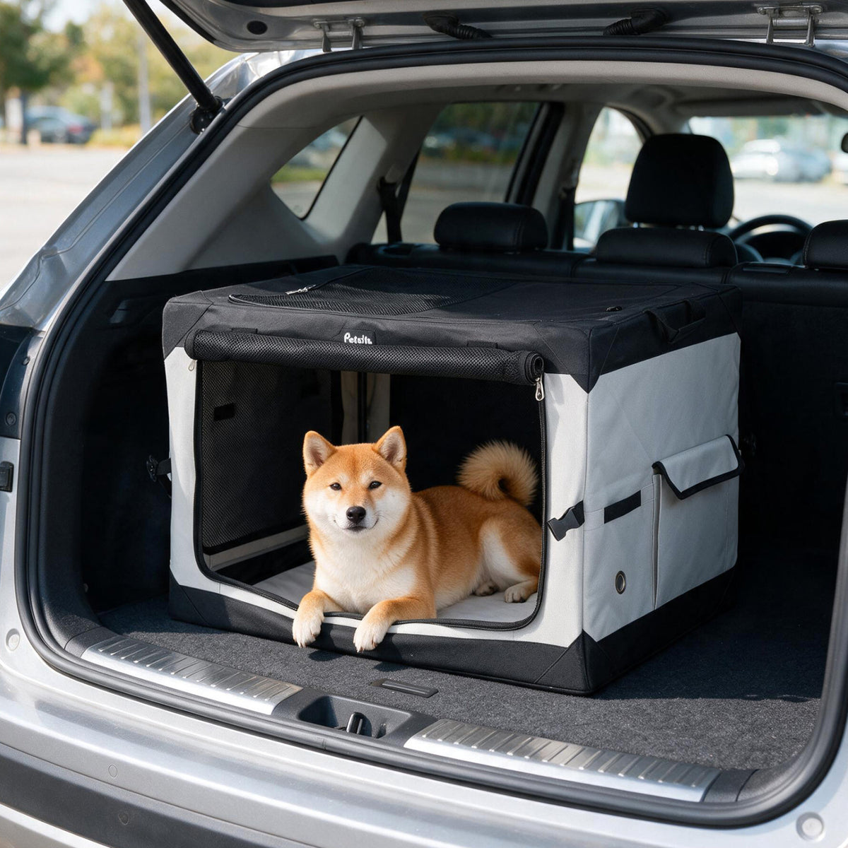 Soft Dog Crate - 3 Sizes Collapsible Pet Carrier with Mesh Doors & Removable Mat - M
