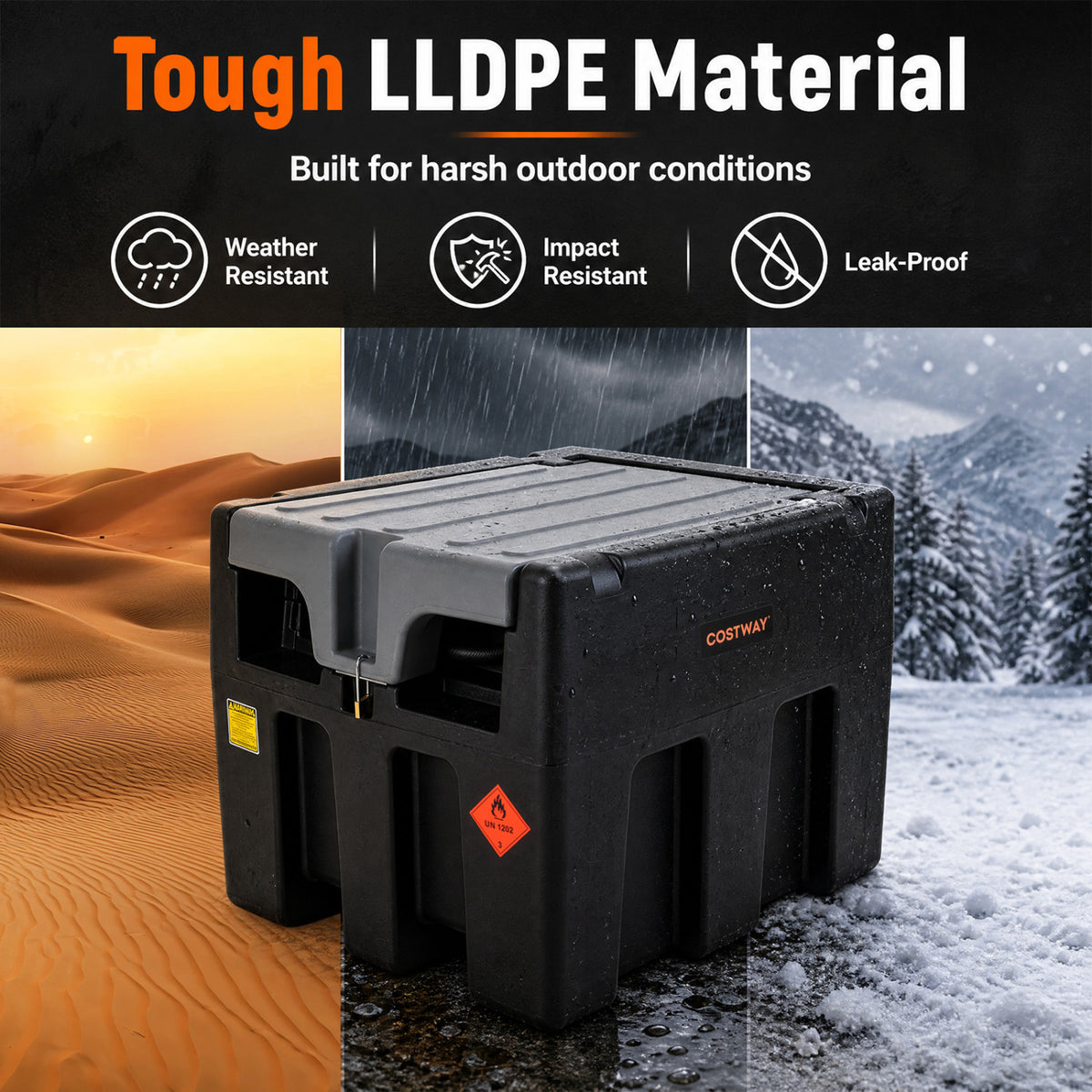 Portable Diesel Tank 53 Gallon with 13.2 GPM Flow Rate for