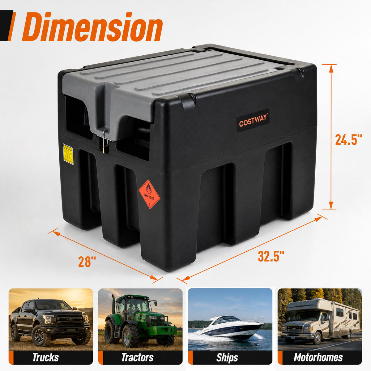 Portable Diesel Tank 53 Gallon with 13.2 GPM Flow Rate for