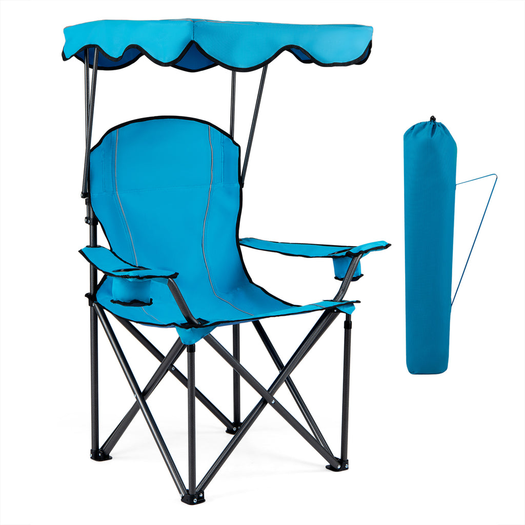 Portable Folding Beach Canopy Chair with Cup Holders
