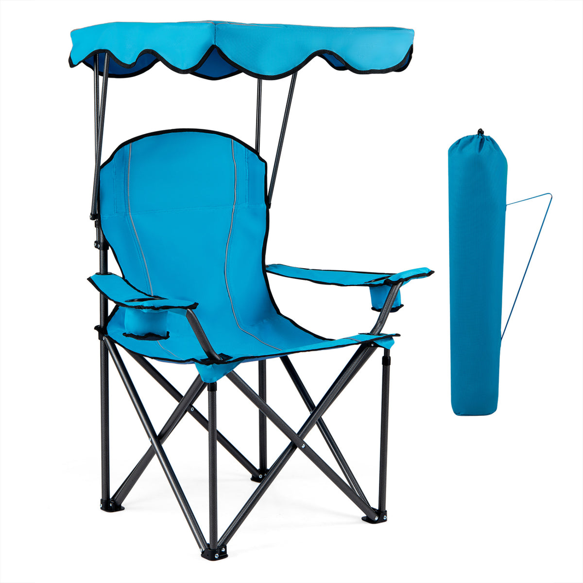 Portable Folding Beach Canopy Chair with Cup Holders