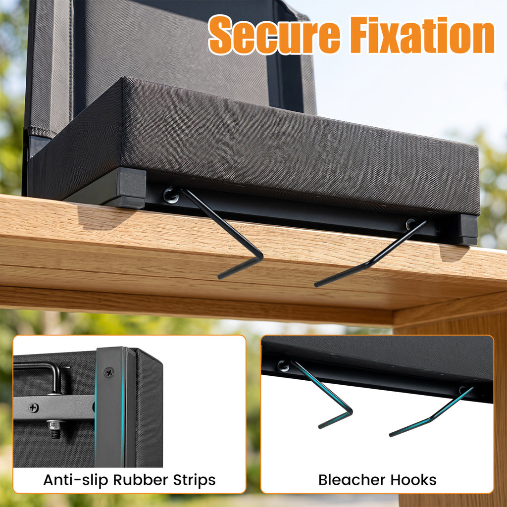 Portable Folding Bleacher Chair with Thick Padded Cushion, Removable