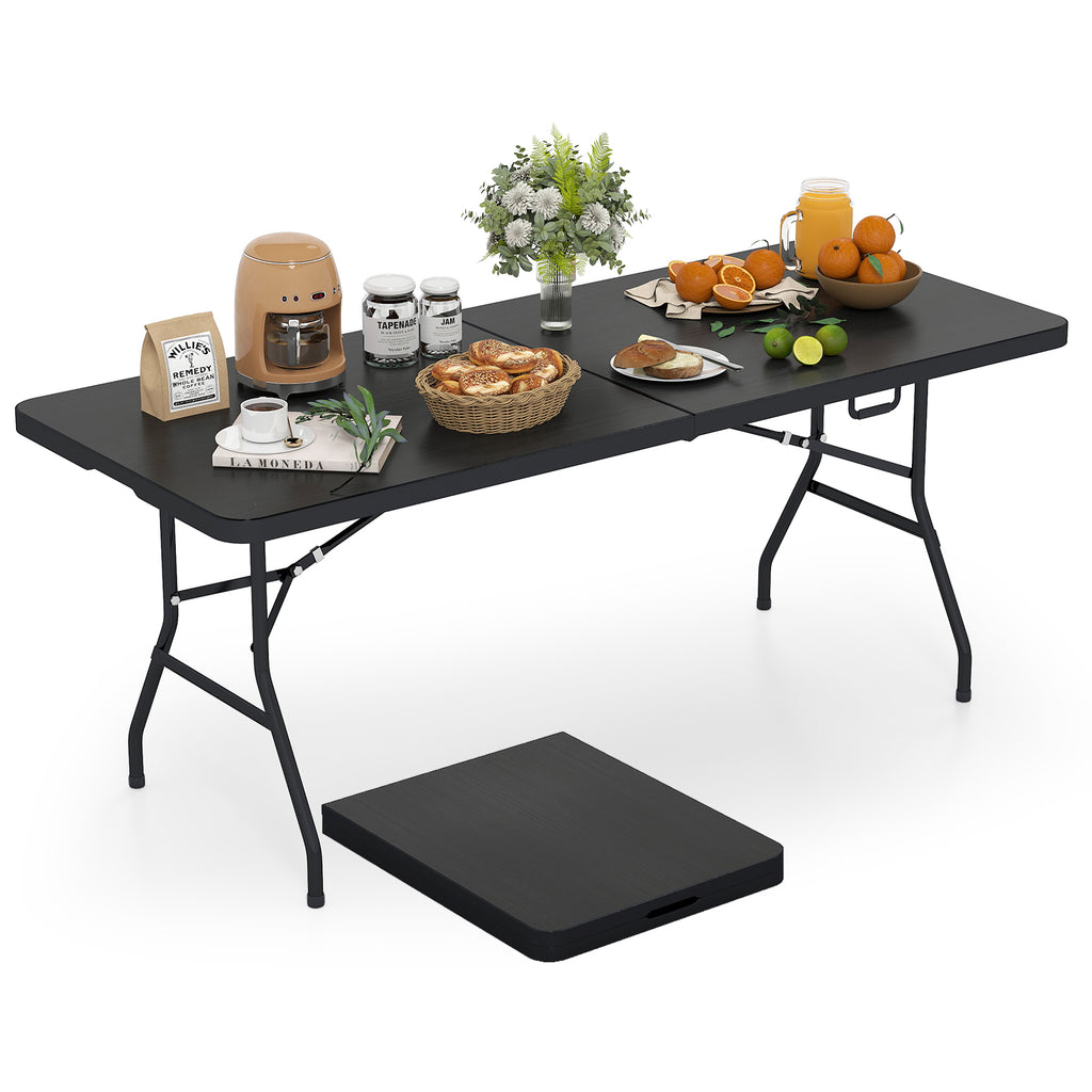 Portable Folding Camping Table, Rectangular, Black