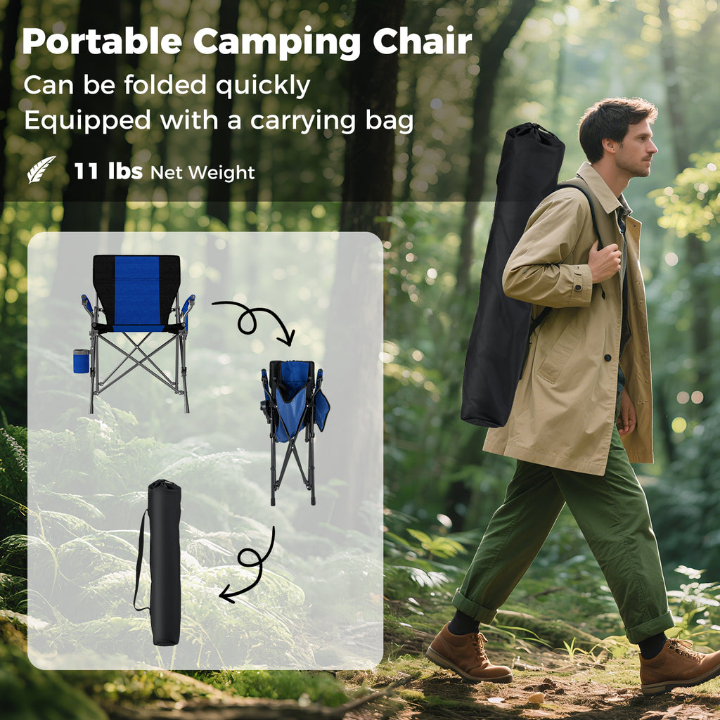 Portable Folding Oxford Cloth Camping Chair with Cup Holder and Side
