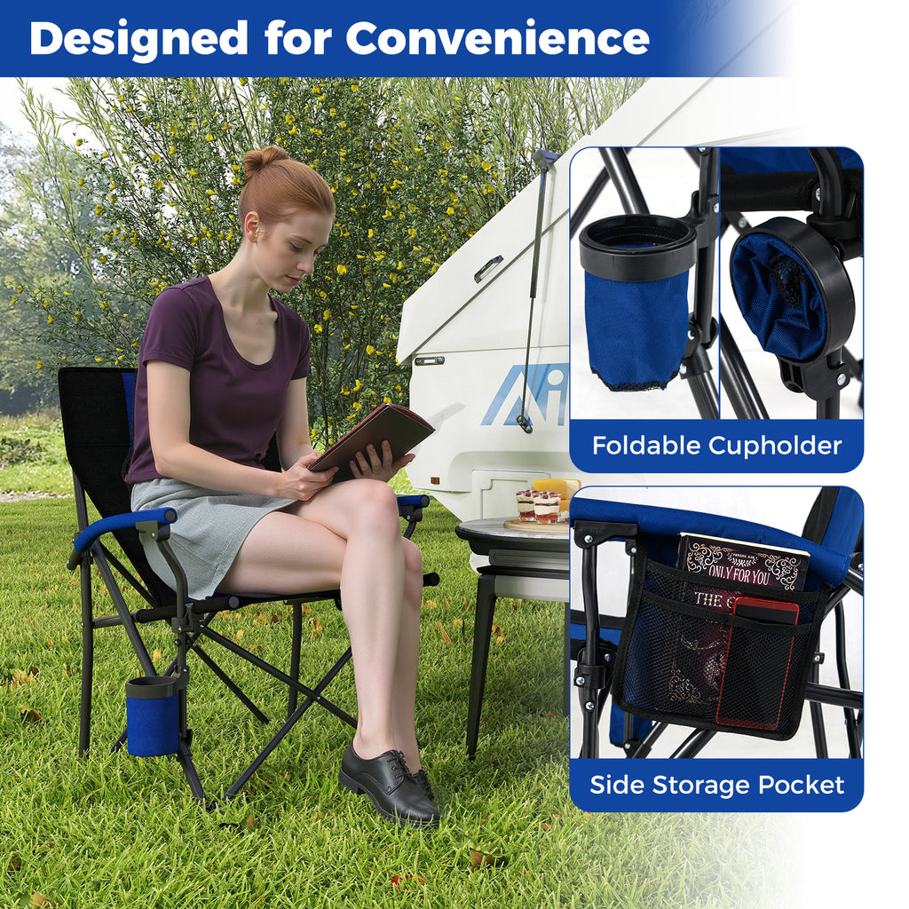 Portable Folding Oxford Cloth Camping Chair with Cup Holder and Side