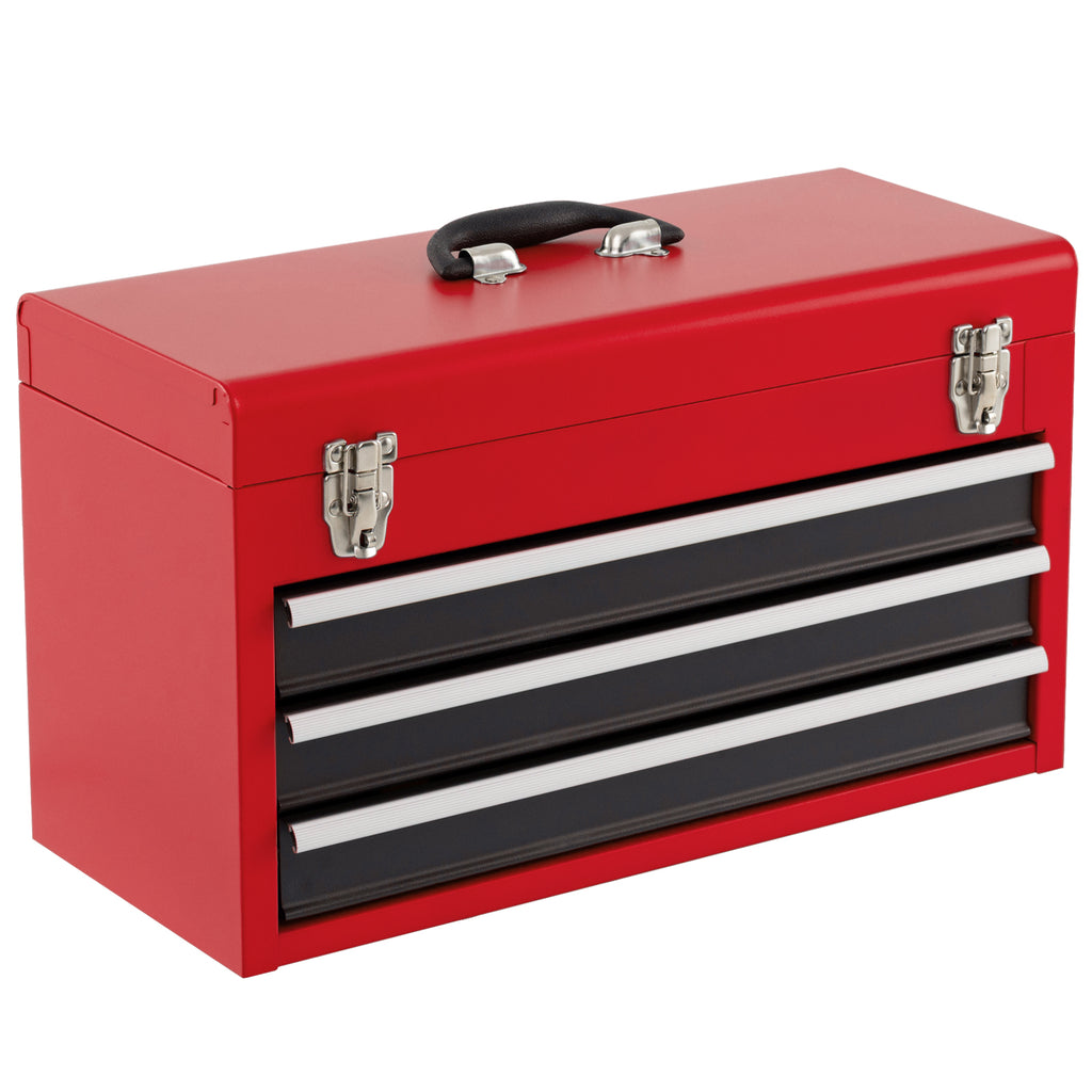 Portable Garage Tool Cabinet with 3 Drawers – Black & Red
