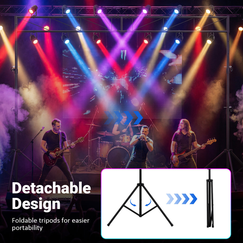 Adjustable DJ Light Stand with Folding Tripods - Portable Light Truss System