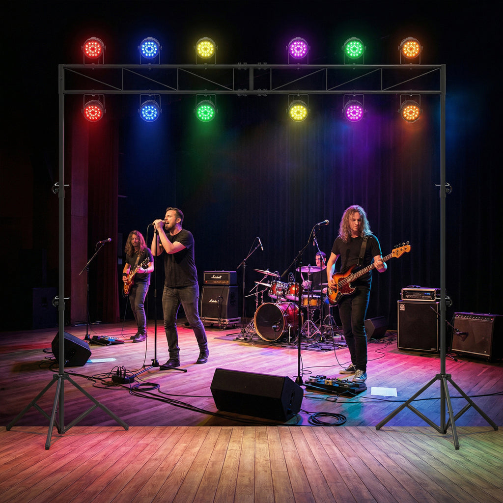 Adjustable DJ Light Stand with Folding Tripods - Portable Light Truss System