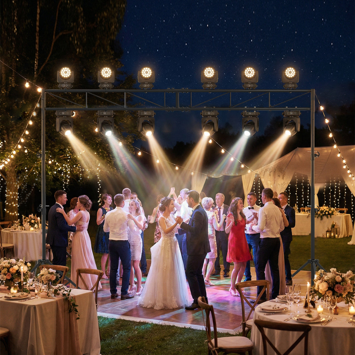 Adjustable DJ Light Stand with Folding Tripods - Portable Light Truss System