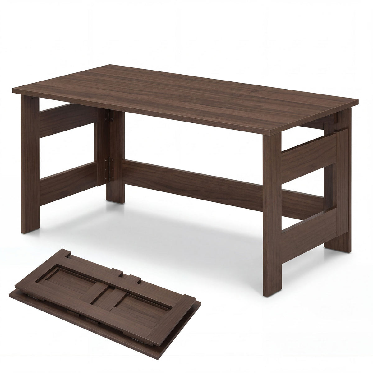 Portable Folding Table with Low Floor Design - Brown