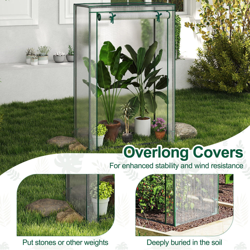 Portable Mini Greenhouse with Roll-Up Zippered Door