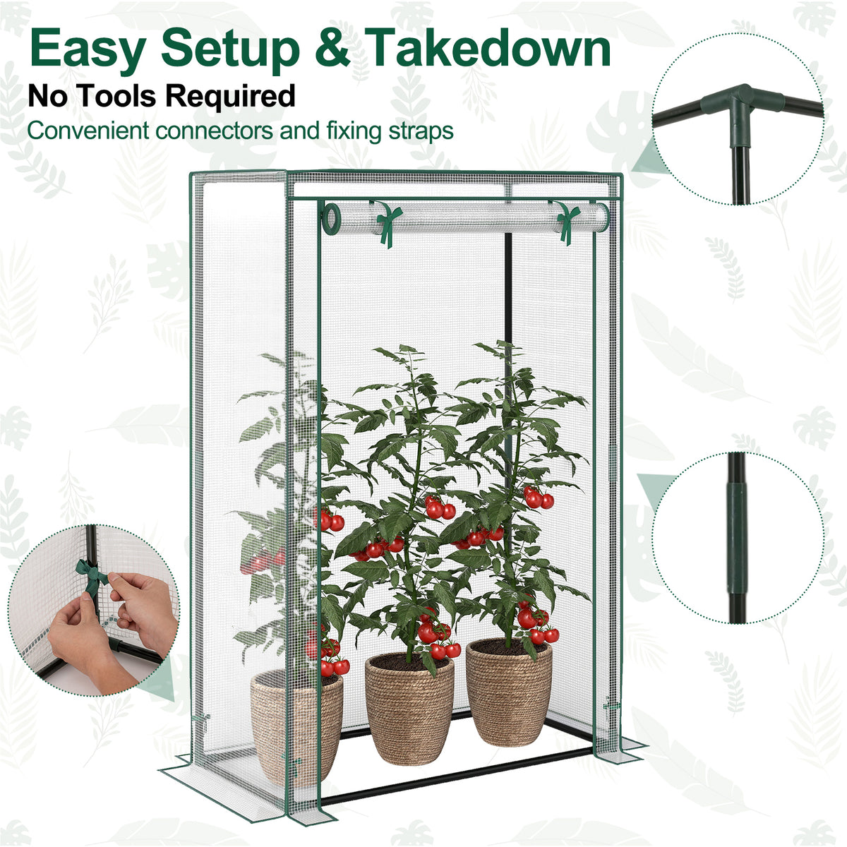 Portable Mini Greenhouse with Roll-Up Zippered Door