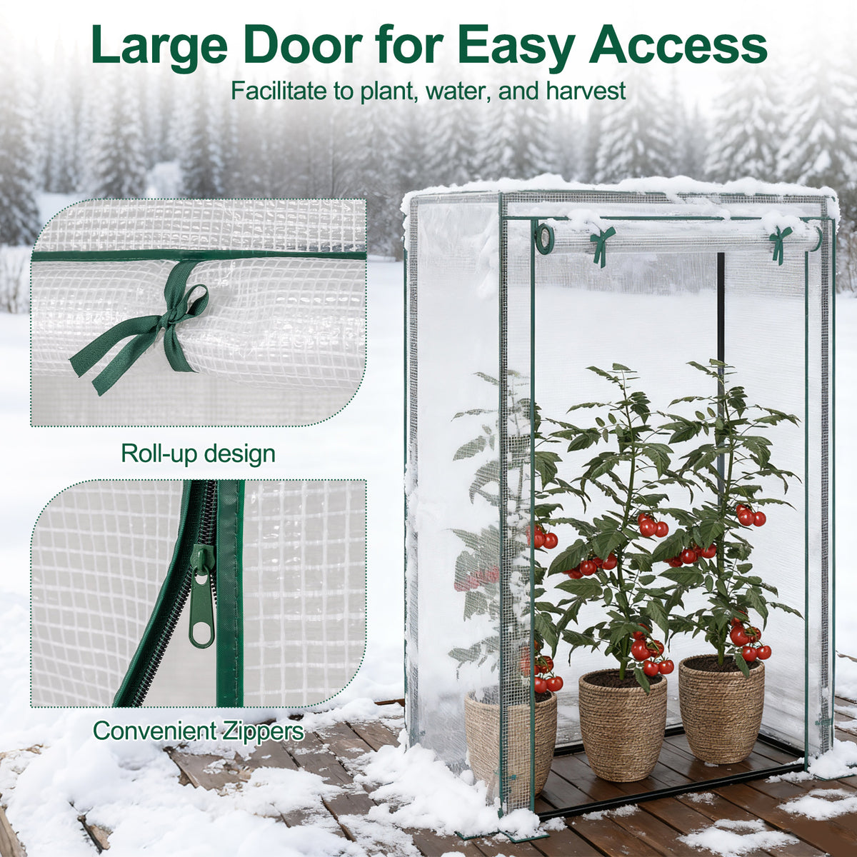 Portable Mini Greenhouse with Roll-Up Zippered Door