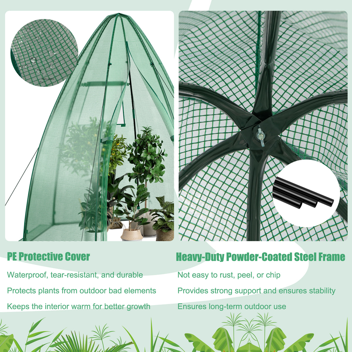 Mini Hexagonal Greenhouse 5.5ft - Portable Garden with PE Cover