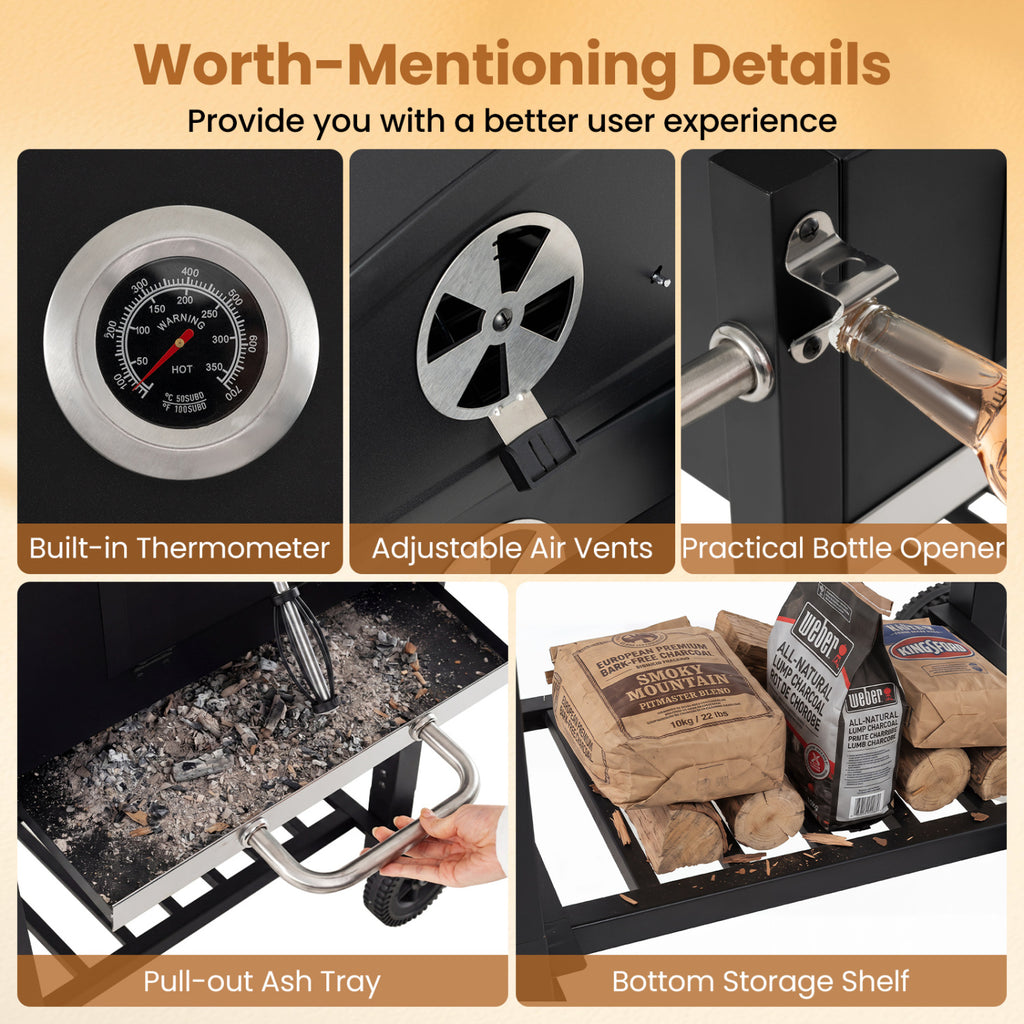 Portable Outdoor Barbecue Grill with Adjustable Charcoal Tray and