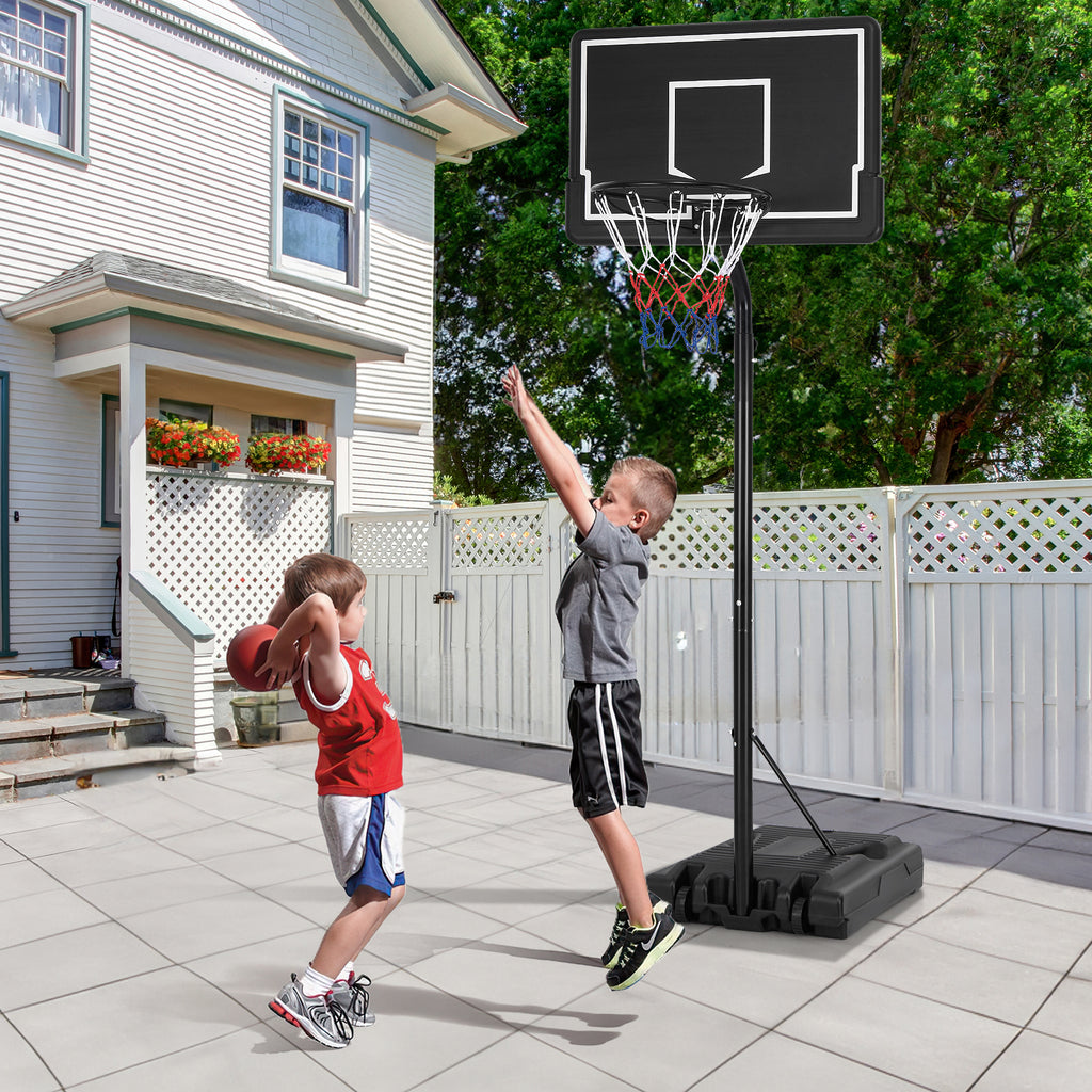 Portable Outdoor Basketball Hoop with Adjustable Height & Fillable Base