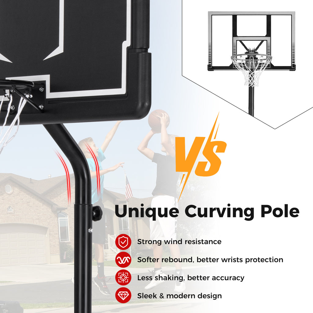 Portable Outdoor Basketball Hoop with Adjustable Height & Fillable Base