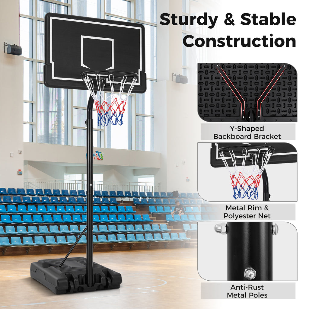 Portable Outdoor Basketball Hoop with Adjustable Height & Fillable Base