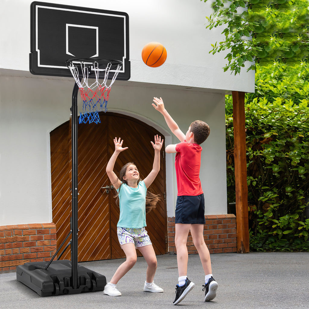 Portable Outdoor Basketball Hoop with Adjustable Height & Fillable Base
