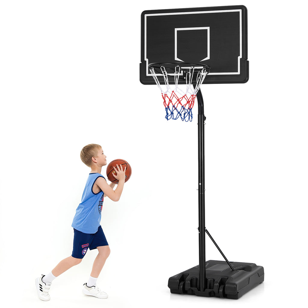 Portable Outdoor Basketball Hoop with Adjustable Height & Fillable Base
